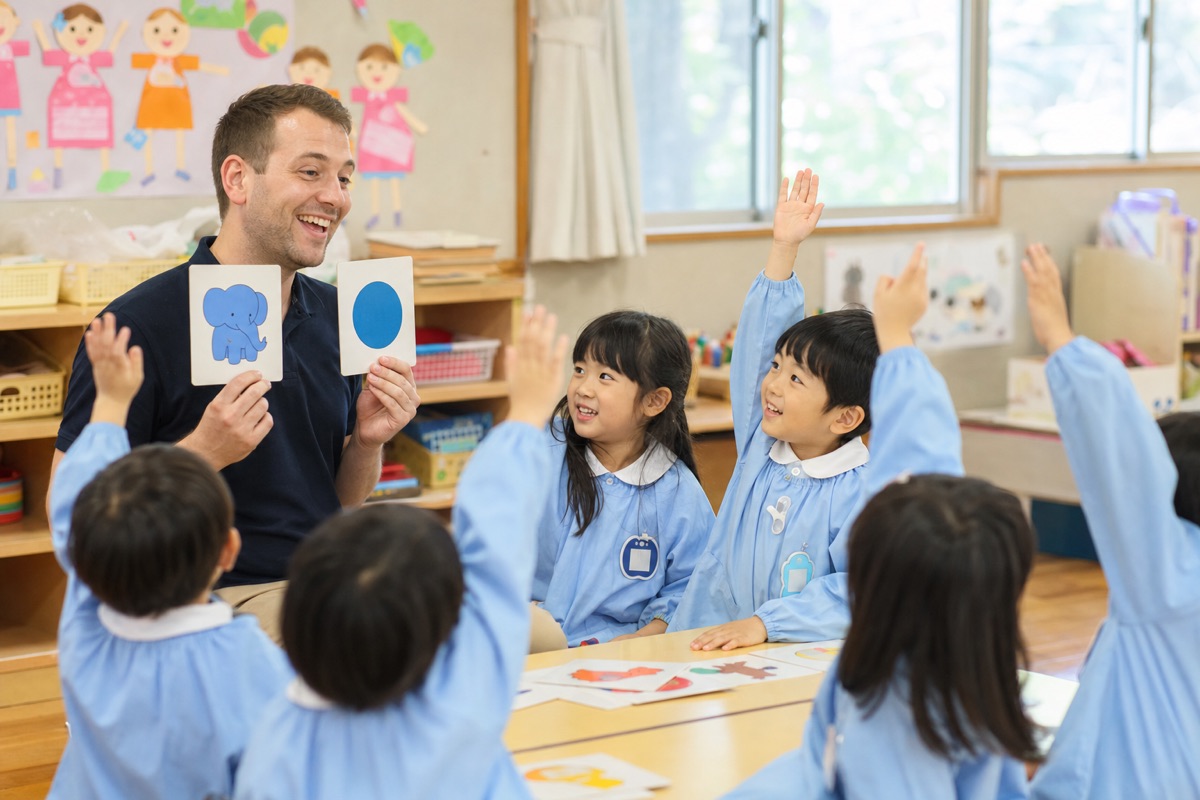 英語レッスンを楽しむ園児