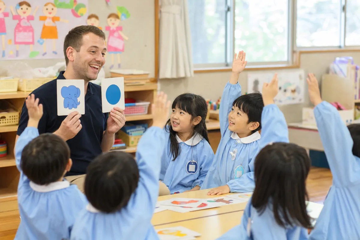 英語教育を楽しむ園児